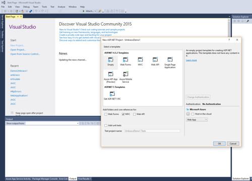 Empty MVC Project creation
