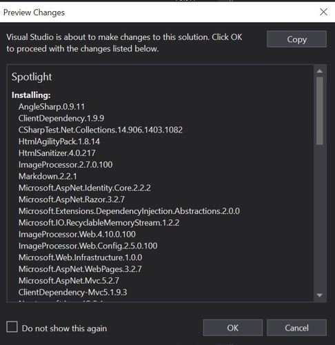 NuGet Preview Umbraco dependecies