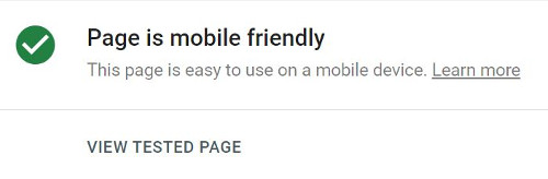 Google Search Console Page is mobile friendly